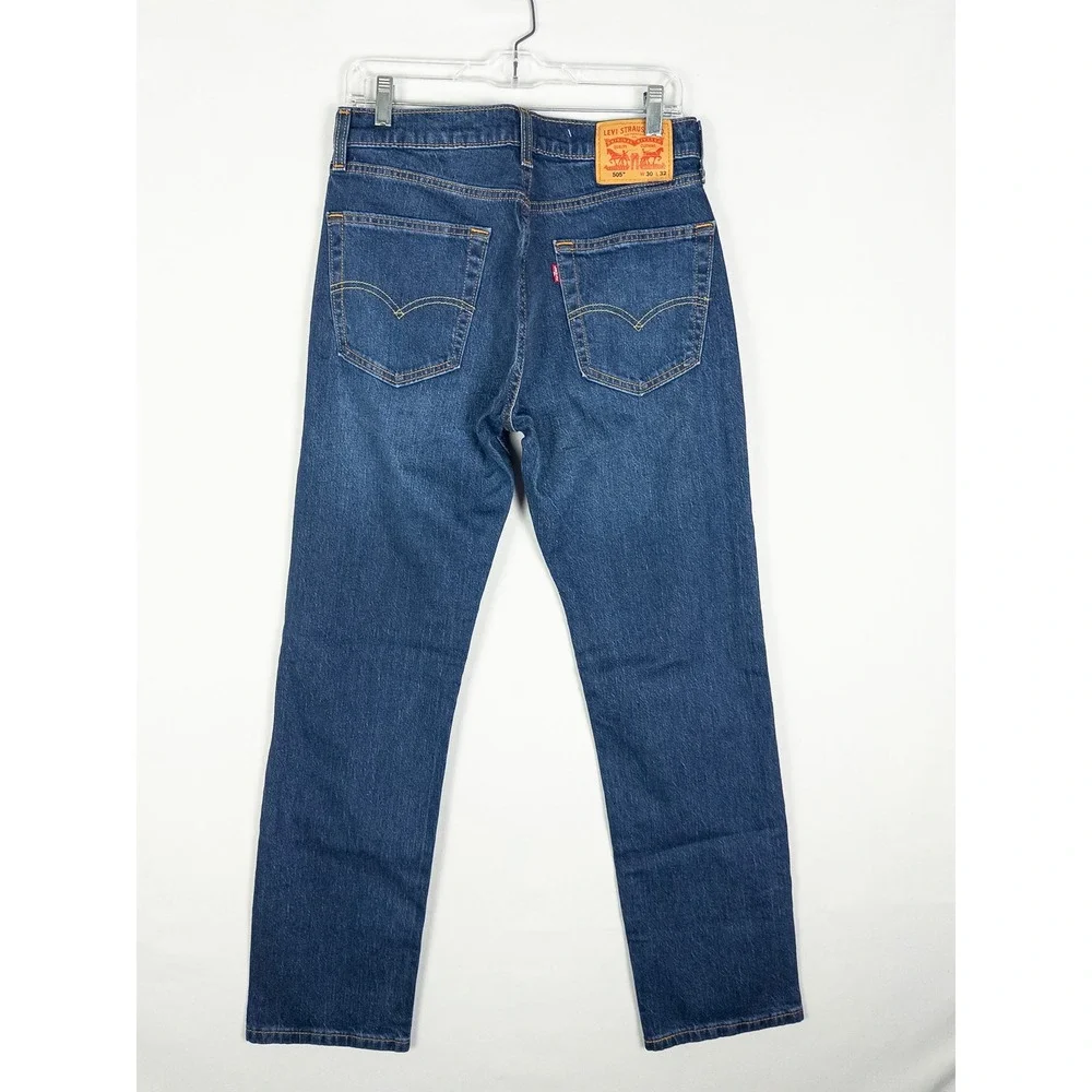 NWT Levi's 505 Regular Stretch Straight Leg Jeans Mens 30x32 Medium Blue Wash Cl
